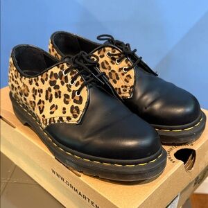 Dr. Martens Smooth + Hair On Black and Leopard Print Shoes